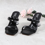 2025 Women's Shoes Summer Women Sandals Casual Shoe 8cm Heels Comfort Square Heel Slippers Footwear Female Crystal Thick Heels