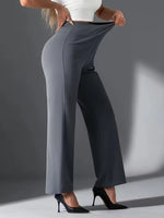 Women's Fitness Straight Pants High Waist Tummy Control Loose Yoga Trousers Gray Booty Lifting Straight Sweatpants Street Style