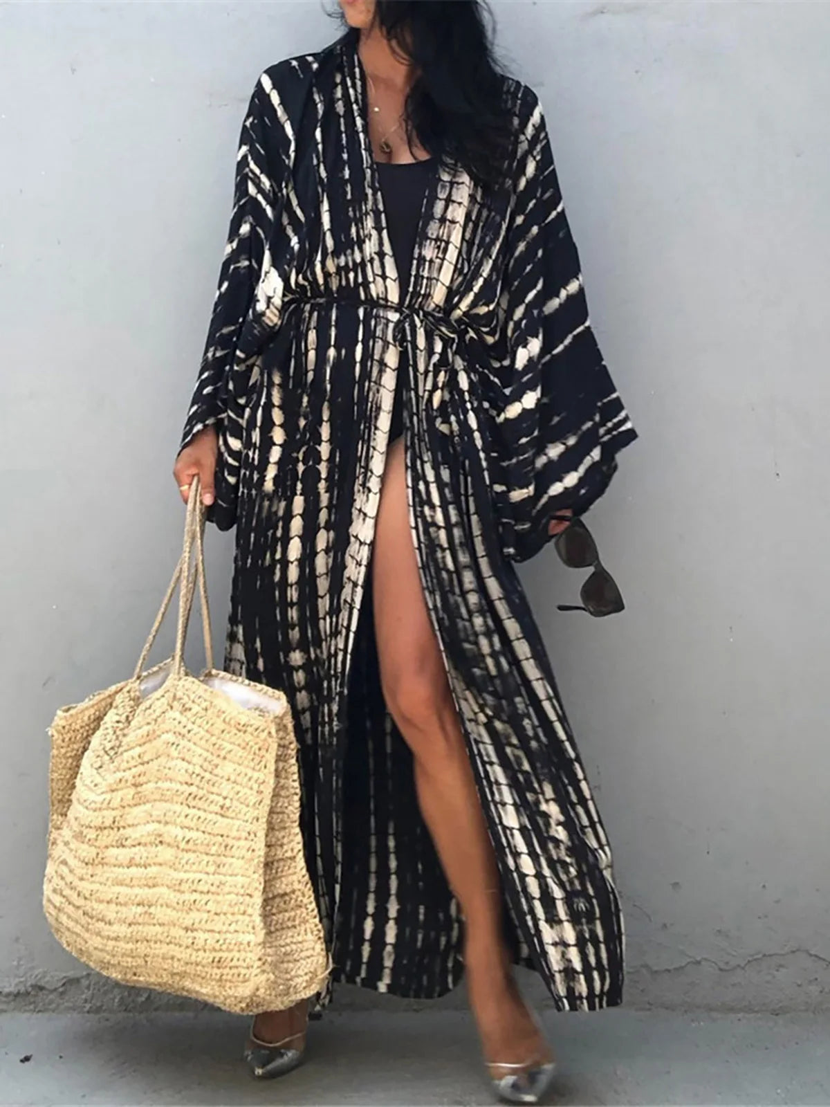 New 10 Colors Printed Long Sleeve With Belt Tunic Beach Cover Up Cover-ups Beach Dress Beach Wear Beachwear Female Women V4521