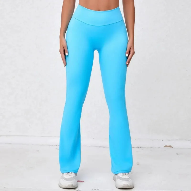 Women's Seamless Yoga Leggings Pants Sports Fitness Peach Hip-lifting High Waist Slimming Dance Training Workout Flared Pants