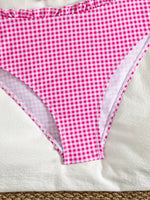 Vintage Coffee Plaid Print Bikini Set Women Bandeau Front Tie Push Up Bra High Waist Swimwear 2026 Beach Bathing Suit Swimsuit