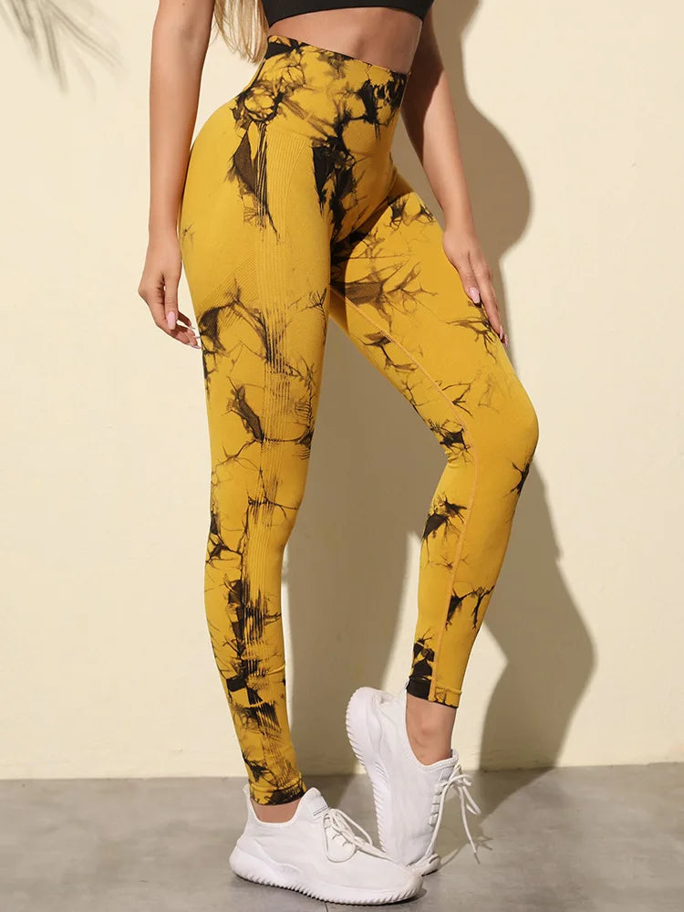 47 Color Marbling Tie-Dye Seamless Yoga Pants Sports Leggings Women Running Fitness High Waist Gym Leggings Women Workout Tights