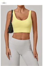 Running Sports Bra Women High Support Open Back Yoga Breathable Slim Fit Fitness Pilates Tank Top With Removable Pads