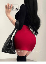 Korean Style Pure Desire Sexy High Waist Hip Enhancing Waist Slimming Anti-Exposure Bodycon Skirt Short Skirt Sweet AYE8