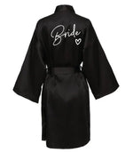 Wedding Party Team Bride Robe With Black Letters Kimono Satin Pajamas Bridesmaid Bathrobe SP001