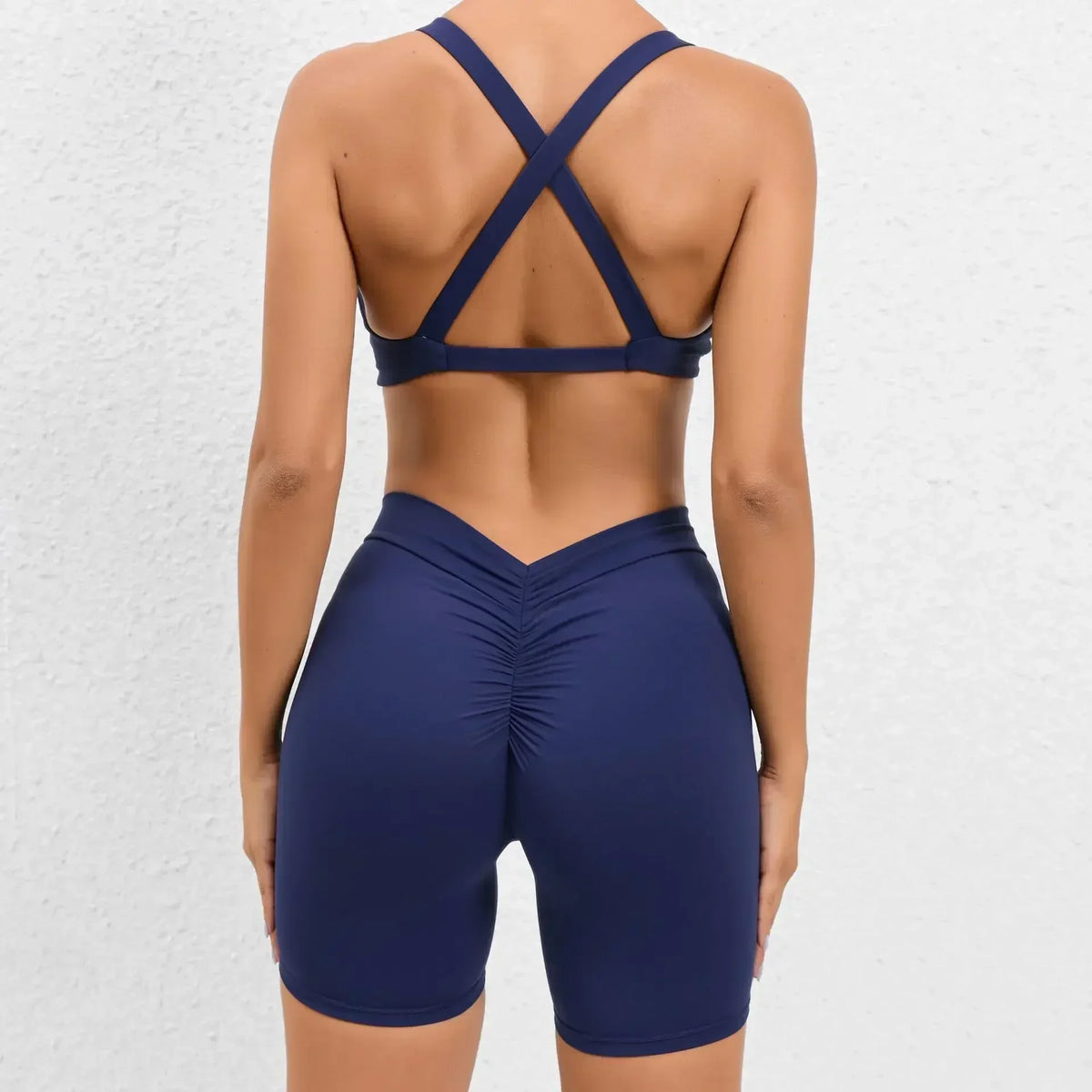 Seamless Yoga Fitness Sets Women High Waist Hip-Lifting Shorts & Sports Bra Workout for Running Gym
