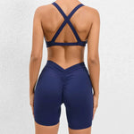 Seamless Yoga Fitness Sets Women High Waist Hip-Lifting Shorts & Sports Bra Workout for Running Gym