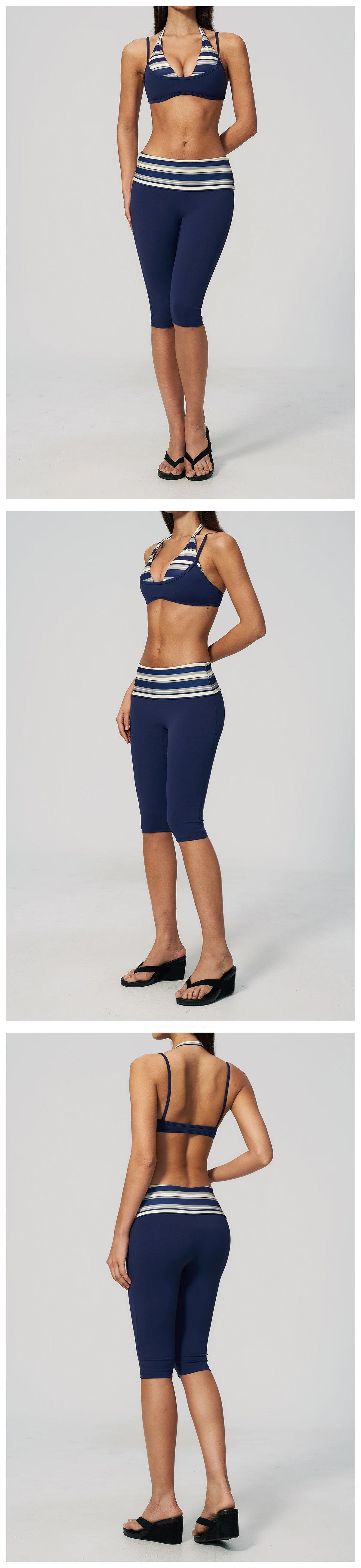 Yoga Set 2PCS Fitness Set Women's Tracksuit Sports Outfits Workout Clothes Female Running Capri Pants Gym Suit Athletic Wear