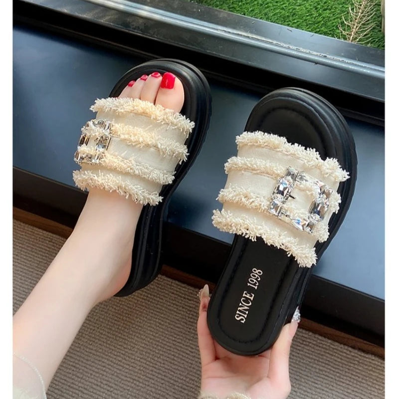 Slippers Women Summer Female Shoes Slides Loafers Fashion 2026 Soft Luxury Casual Leisure Slippers Women Summer Shoes Slides Loa