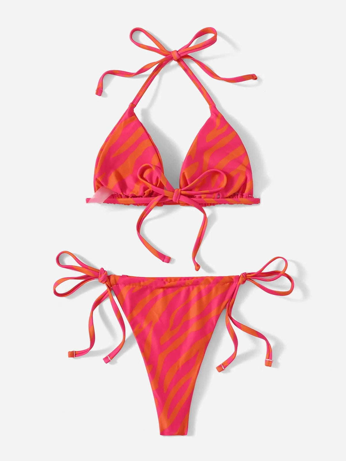 ZTVitality All Over Print Halter Triangle Tie Side Bikini Swimsuit 2023 New Arrival Biquini Padded Women's Swimwear Summer Sexy
