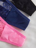 3-Pack Sexy Lace Women's Panties Adjustable Waistband Semi-Transparent Sexy Floral Lace Women's Sexy Lingerie Underwear
