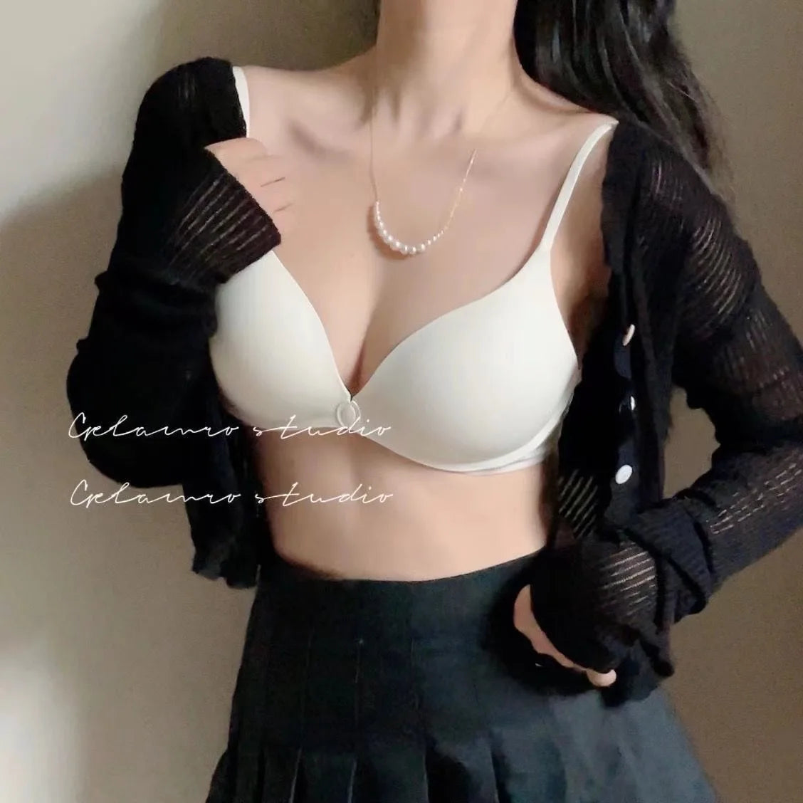 U-shaped Front Buckle Sexy Women's Bra Thin Breathable Small Chest Gathering Bras Comfortable Seamless Underwear Everyday Bra