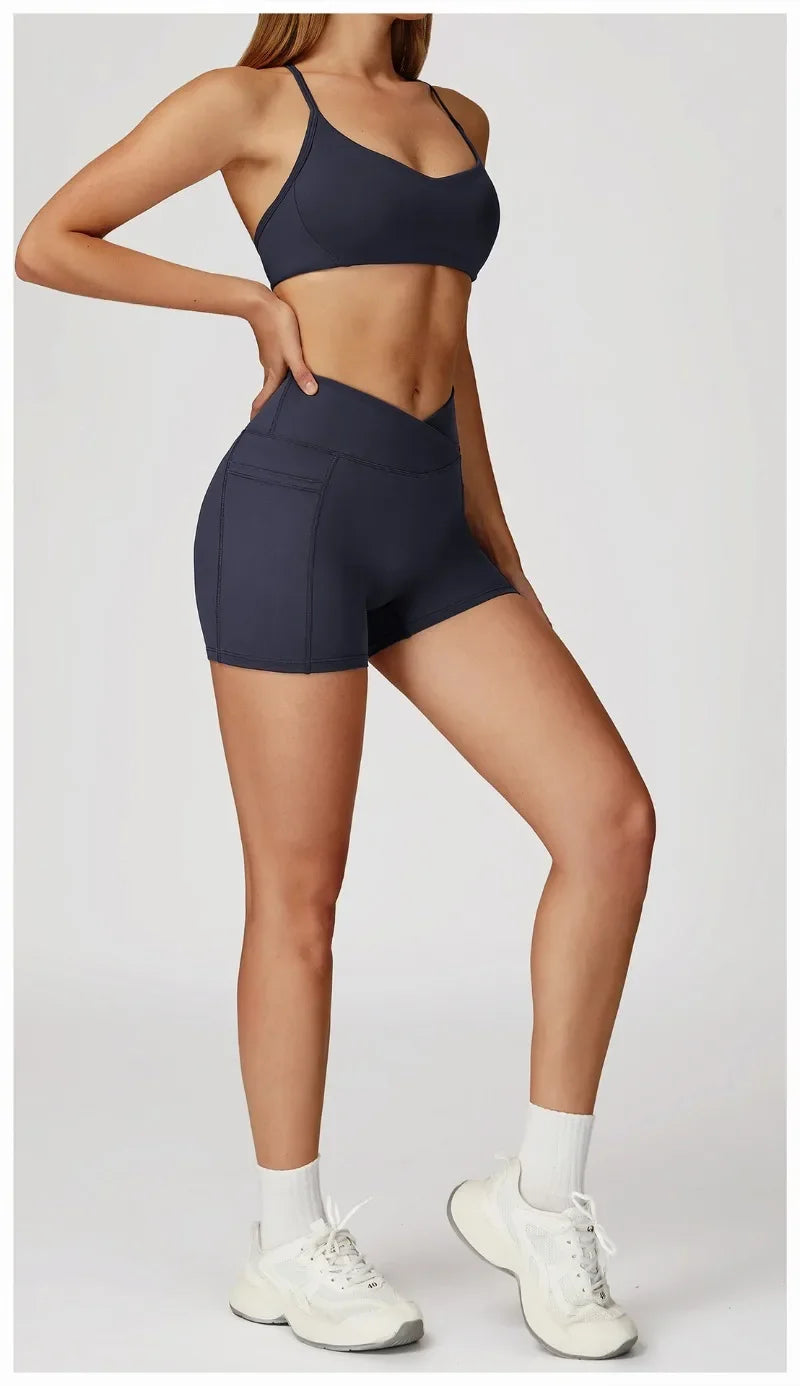 Women's Yoga 2-Piece Hip Lifting Tight Fitting Naked and Beautiful Back Set Outdoor Sports and Leisure Running Fitness Suit