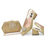 doershowbeautiful Italian Shoes And Bag Sets For Evening Party With Stones Italian Leather Handbags Match Bags!HGH1-1