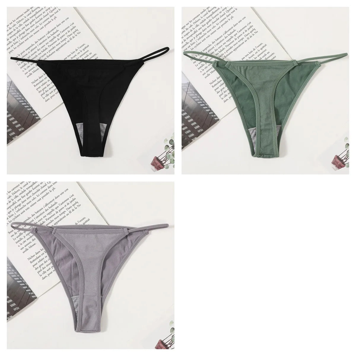 3Pcs/Set Women Panties G-String Seamless Underwear Low Rise Thongs Sexy Lingerie Female Thong G-String High Cut Panties