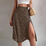 Women Summer Skirt Slit A-line High Waist Floral Print Loose Dress-up Elegant Breathable Lady Midi Skirt Female Clothes