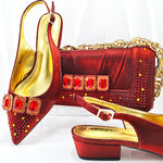 Doershow New Arrival Shoes and Bag Set African Sets 2024 Olive Nigerian Women Shoes and Matching Bags Set for wedding1-11