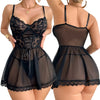 Lace Sheer Bra Corset Patchwork Nightgown And Thong 2-Piece Set Mesh Open-back Sensual Floral-embroidered Lingerie Nightdress