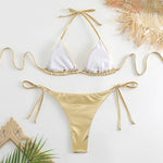 Sexy Red Shiny Triangle Micro Thong Bikinis Sets for Women Mini Swimwear Bathing Suits String Halter Bikini Mujer Swimsuit 2026