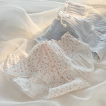 1 Pack Cotton Floral Print Ruffled Panties Women's Mid Waist Underwear Kawaii Briefs Cotton Lingerie Skin-friendly M-XL