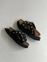 2025 Brand New Big Size 45 Denim Leisure Mules Shoes Women Trendy Comfy Walk Casual Clogs Flats Outdoor Slipper Men Slides