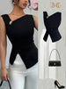 Womens Tank Top Asymmetric Ruched Split Decor Tank Top Ruched Blouse Fitted Elegant Chic Apparel Tops Spring Summer Daily Shirts