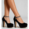 2026 Big Size 33-43 Classic Black Office Lady Beading Ankle Strap Platform Pumps Elegant Red 12cm Party High Heels Shoes Women
