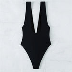 Sexy Knotted Deep V Backless Monokini One Piece Swimsuit Women Swimwear Female Padded High Cut Bather Bathing Suit Swim V3487