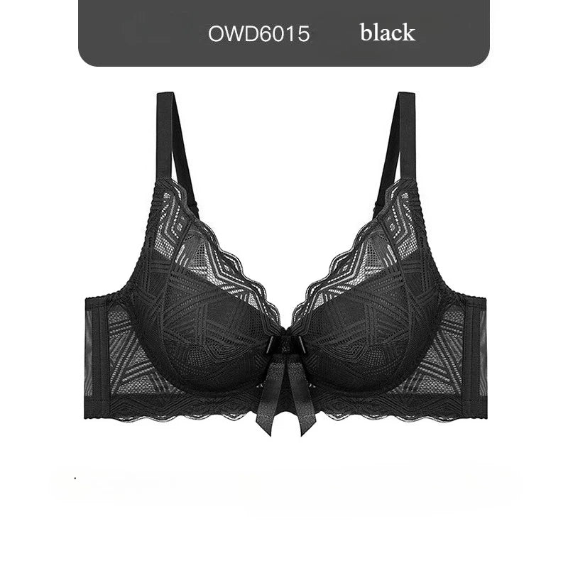 Minimizer Full Coverage Bra Plus Size70-95 B-F Sheer Lace Underwire Underwear Side Support Slimming Demi Cup Lingerie for Women