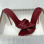 Women's Pointed Toe High Heel Mules Twisted Strap Design Stiletto Heel Slip-On Backless Sandals Elegant Party Evening Shoes
