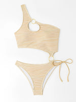 2026 One Shoulder Hollow Bodysuit One Piece Swimsuit Sexy Swimwear Women Bathing Suit Female Swimming Summer Beachwear Bodysuit