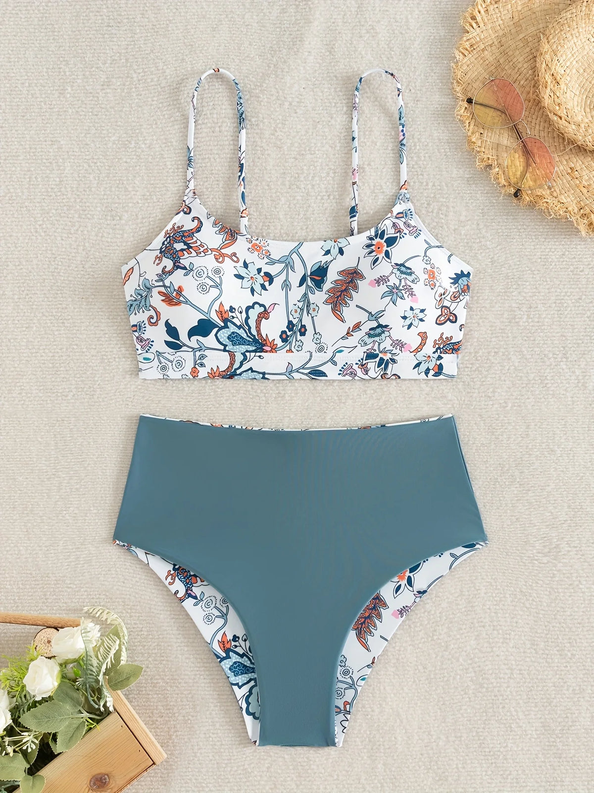 ZTVitality Sexy Floral Print Female Swimsuit Women Bikini 2025 Swimwear High Waist Bikinis Two Pieces Summer Beachwear Biquini