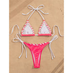 PU Faux Leather Halter Bikini Female Swimsuit Women Swimwear Two-Pieces Bikini Set High Cut Leg Bather Bathing Suit Swim V8095