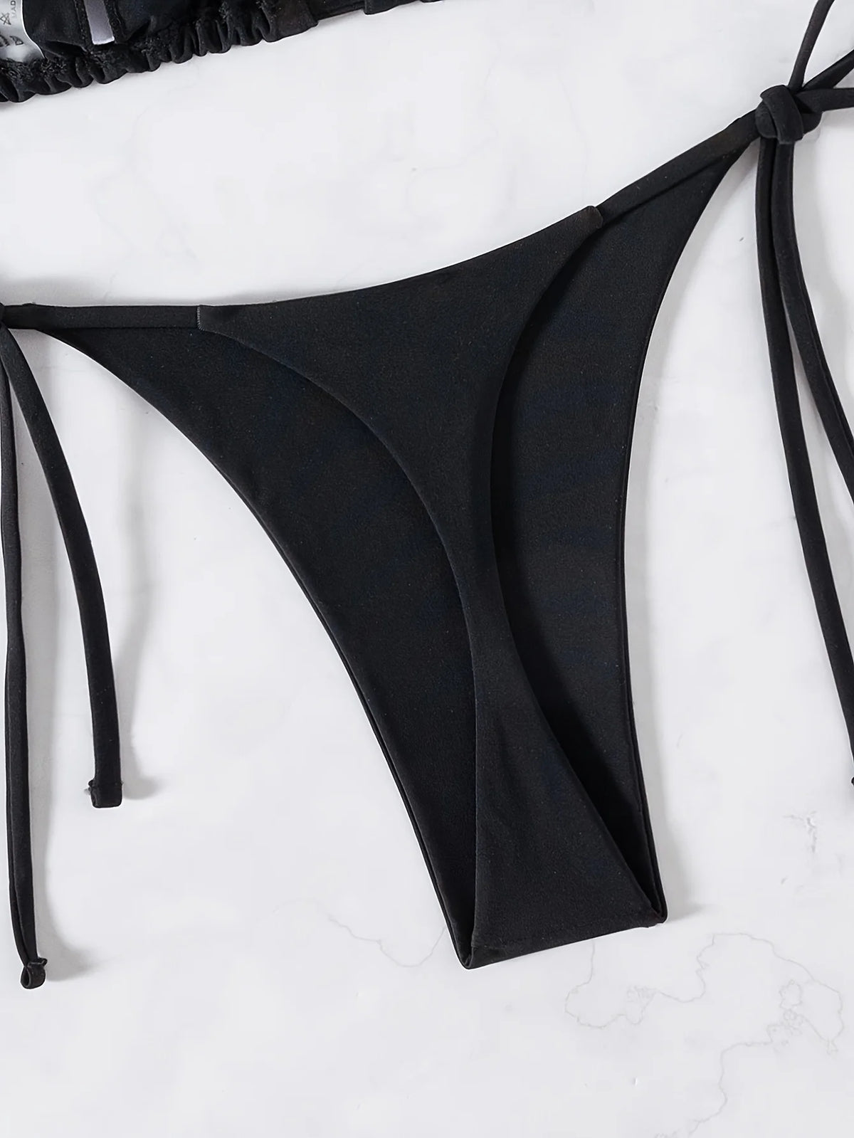 ZTVitality Sexy Set Damen Black Triangle Tie Side Bikini 2025 New Biquini Padded Pad Halter Backless Swimsuit Women Swimwear