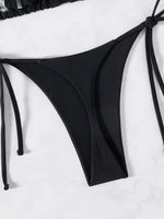 ZTVitality Sexy Set Damen Black Triangle Tie Side Bikini 2025 New Biquini Padded Pad Halter Backless Swimsuit Women Swimwear
