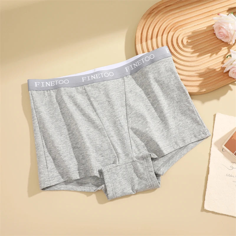 Finetoo Women's Panties Cotton Seamless Sports Boxers Underwear Female Solid Color Briefs Cozy Lingerie Intimate Underpant S-XXL