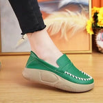 Platform Casual Slip-on Loafers for WomenSpring New Soft-soled Women's Shoes Comfortable Work Shoes Sewn Leather Shoes