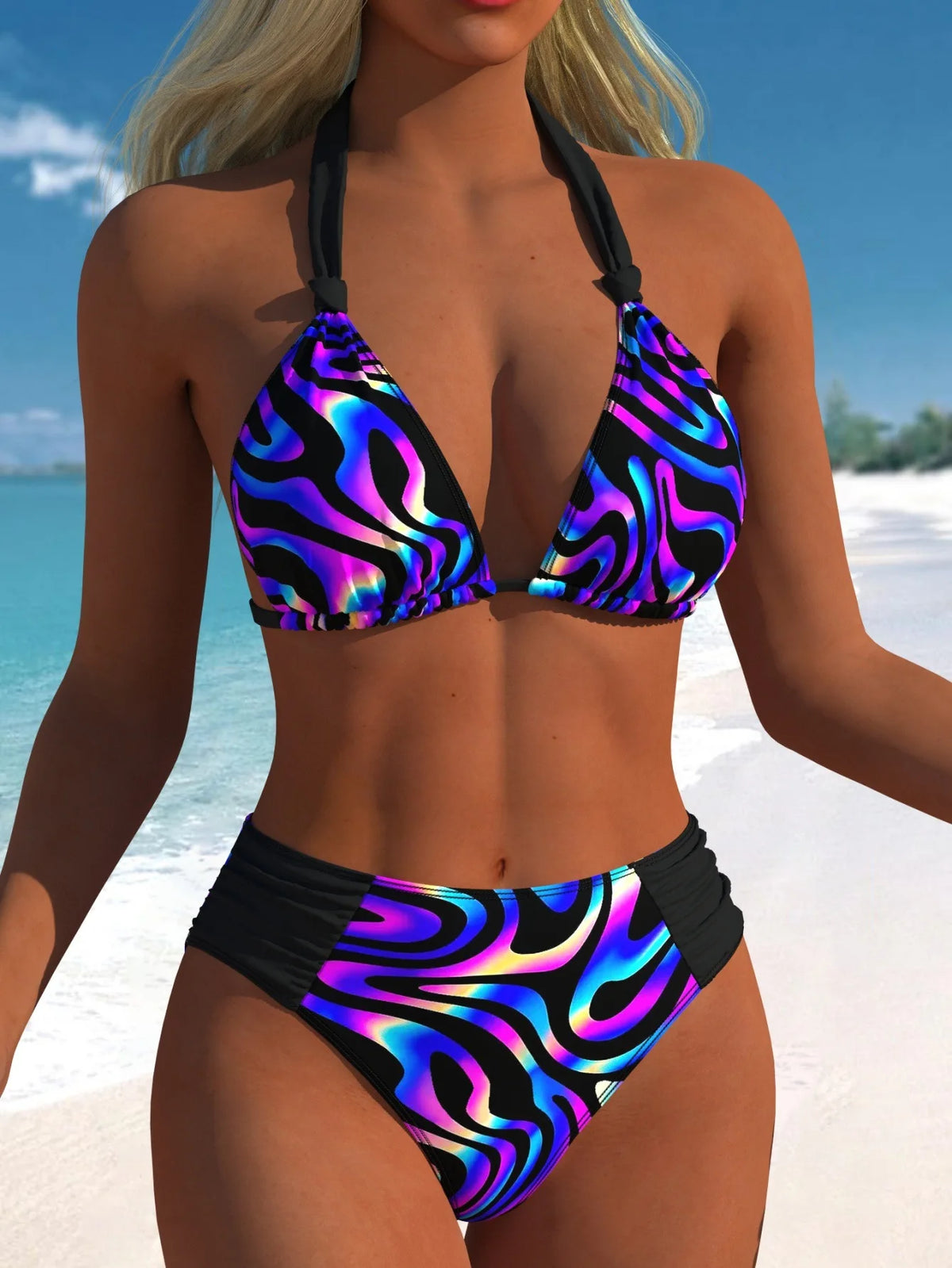 Vintage Black Polka Dot Print Bikini Set 2026 Women Tie Strap Push Up Bra Hollow Out High Waist Swimsuit Bathing Suit Swimwear