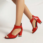Fish Mouth High Heel Shoes Women's Summer Thick Heel Sandals Waterproof Platform Thick Sole Sexy Slim Back Zipper Hollow