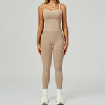 2 Pieces Women's Seamless Yoga Set Fitness Running Sports Set Slim Fit High Waist Beautiful Back Tracksuit