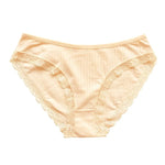 3Pcs/Set Cotton Panties Women Lace Trim Briefs Female Underpants Solid Color Soft Underwear Sexy Lingerie Intimates M-XL