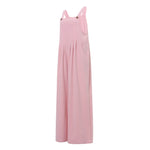 Women Fashion Jumpsuits Sleeveless Buttons Suspender Wide Leg Pant Overalls with Pockets Casual Loose Romper Streetwear