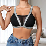1pcs Fashion New Style Bras Silver Satin Women's Underwear Wire-Free Padless Bras Elegant Lady Bra Comfortable Sexy Lingerie