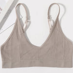 Seamless Tube Top Women's Ribbed V-Neck Wireless Bralette U-Back Daily Wear Bra Sexy Lingerie Adjust Straps Sports Underwear M-L