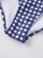 Women 2 Piece Bikini Set Striped/Plaid Swimsuits V Neck Bra and High Rise Thongs Casual Bathing Suits for Beach Pool