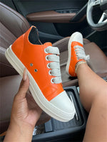 2025 Big Size 44 Women's Platform Skate Shoes Fashion Summer Black Pink Red Lace-up Men Sporty Vulcanize Casual Flat Shoes