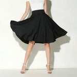 Women Skirt Elastic High Waist A-Line Style Skirt Solid Color Large Hem Skater Skirt Bohemia Style Skirts Women's skirt