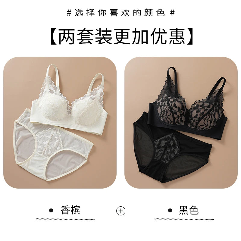Japanese Sexy Spitze Büstenhalter ohne Bügel, Push Up für kleine Brust, Seitlich glättend, Anti-Sagging, Neu Bestseller MOYISU B