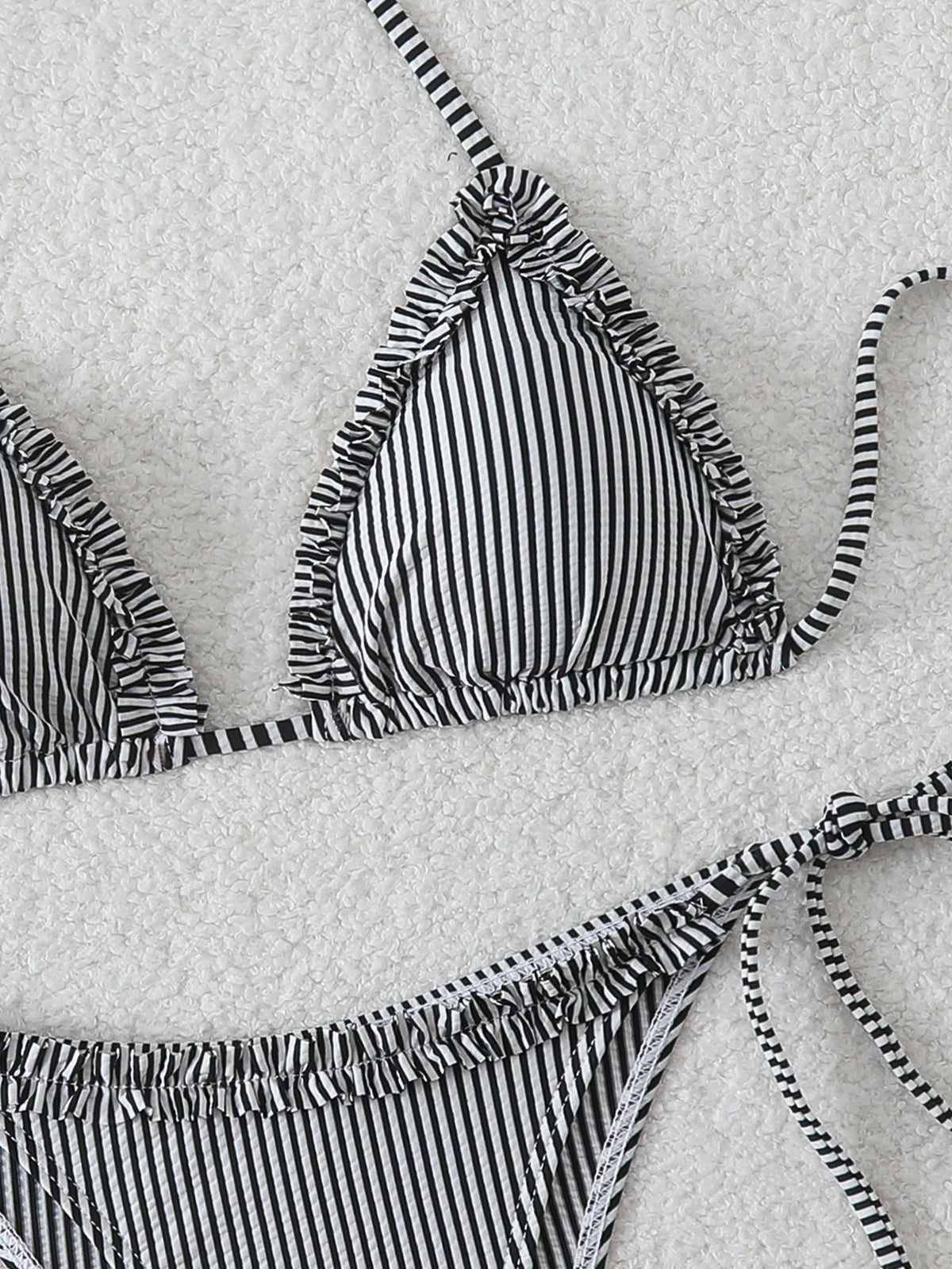 Halter Triangle String Bikinis 2026 Women Sexy Striped Swimsuit RuffleSwimwear Female Bathers Bathing Swimming Swim Suit