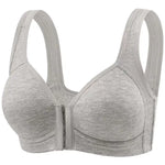 Women's Bra Wire-Free Front Closure Solid Color Full Coverage Fixed Cups More Considerate for Middle-Aged And Elderly Individual